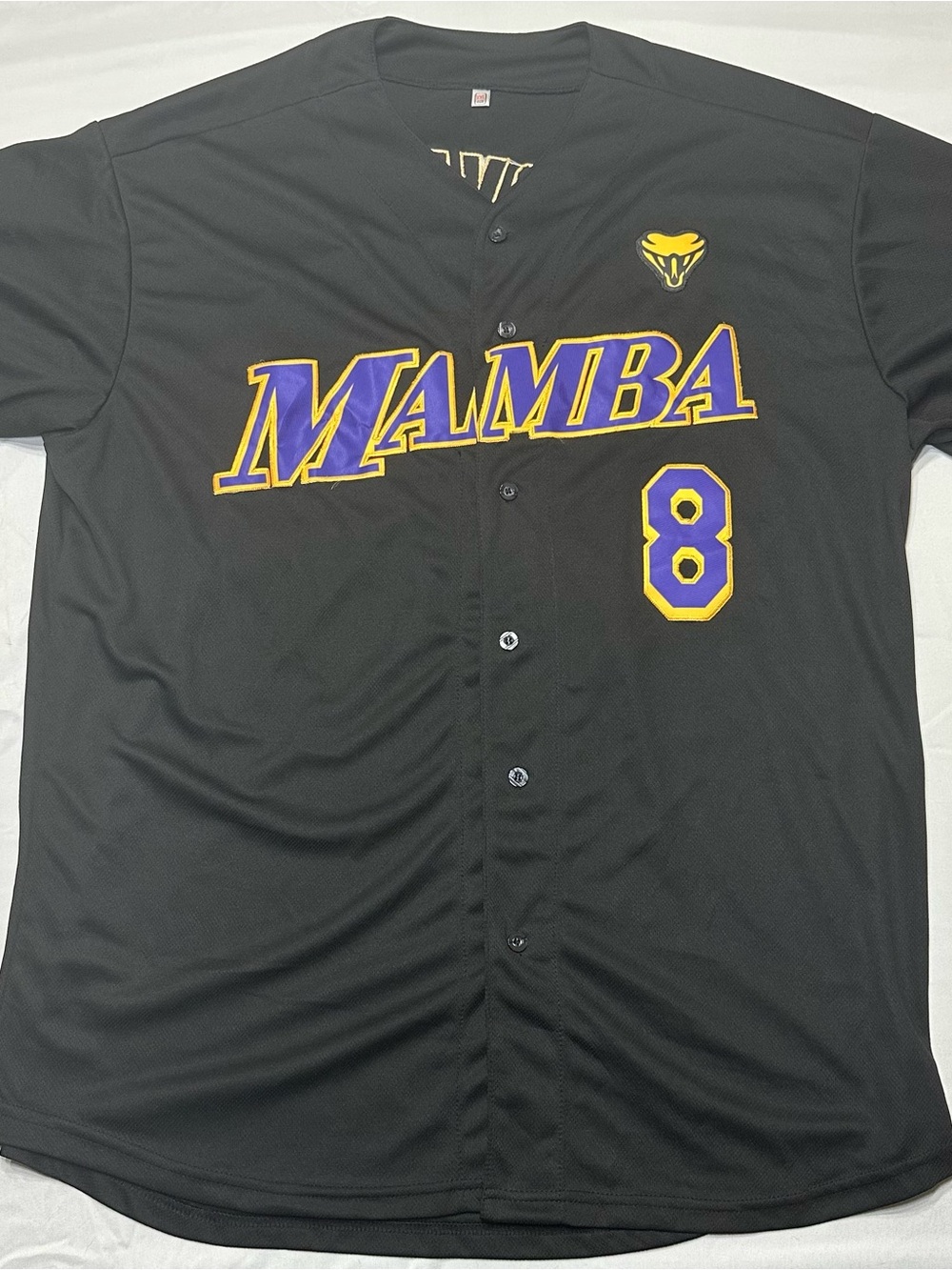 Kobe Bryant Black Mamba Lakers Baseball Jersey XXL